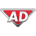 Logo triangulaire rouge et gris AD du garage as-rocauto81, spécialiste automobile dans le Tarn